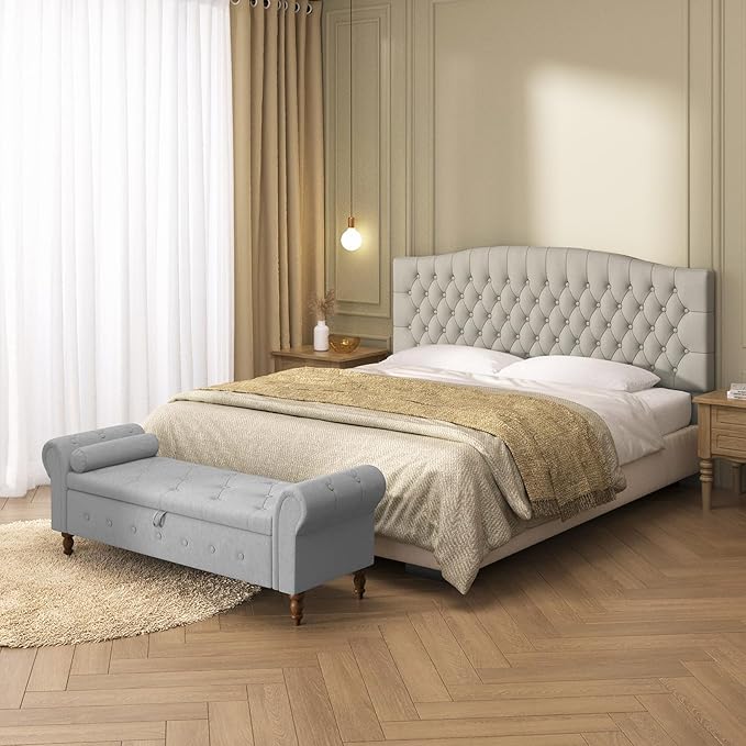 Velvet Upholstered Headboard King/Cal King Size Latest Model Wall Mount, Bed Frame Mount, Featuring High-Density Sponge Padding, Luxury Texture Easy Assembly and Style-Taupe