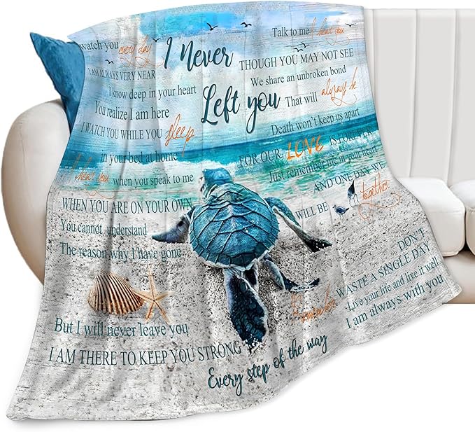 Sea Turtle Ocean Throw Blanket - Memorial Gift for Loss of Loved One - Soft, Warm, Cozy Fleece Blanket for Couch, Sofa, Bed - 60"x50"
