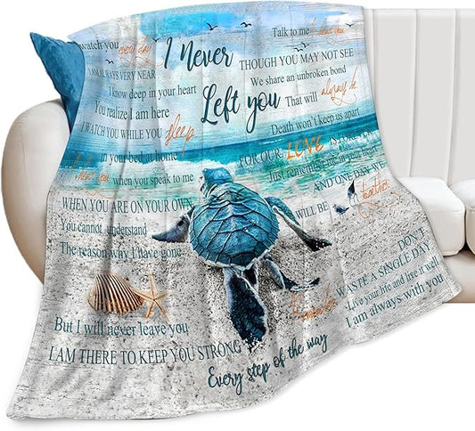 Sea Turtle Ocean Throw Blanket - Memorial Gift for Loss of Loved One - Soft, Warm, Cozy Fleece Blanket for Couch, Sofa, Bed - 60"x50"