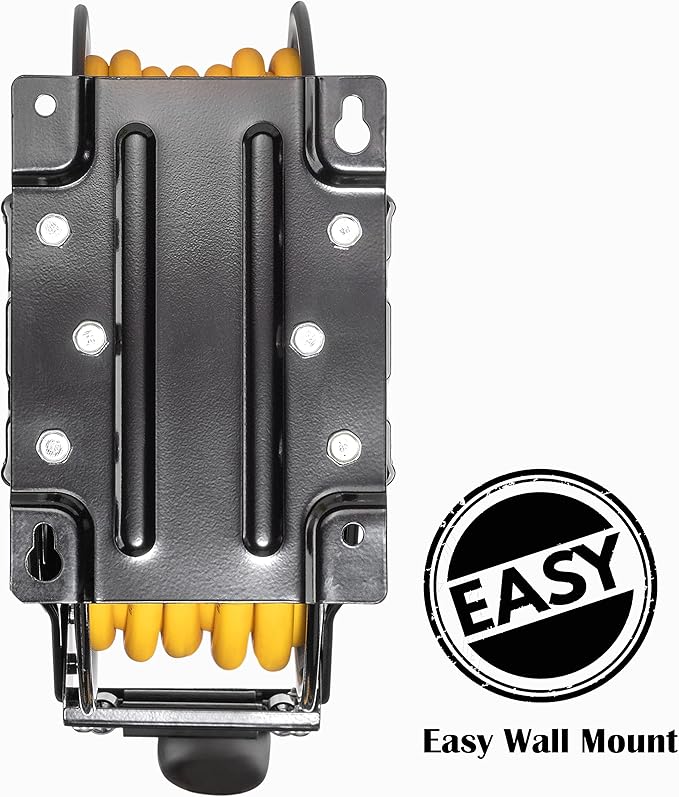 Premium Steel Retractable Air Hose Reel With Dual Arm, 3/8"x65Ft Hybrid Polymer Hose, Heavy Duty Air Hose Reel included Auto Rewind Reel | Quick Air Coupler | Durable Double side Frame