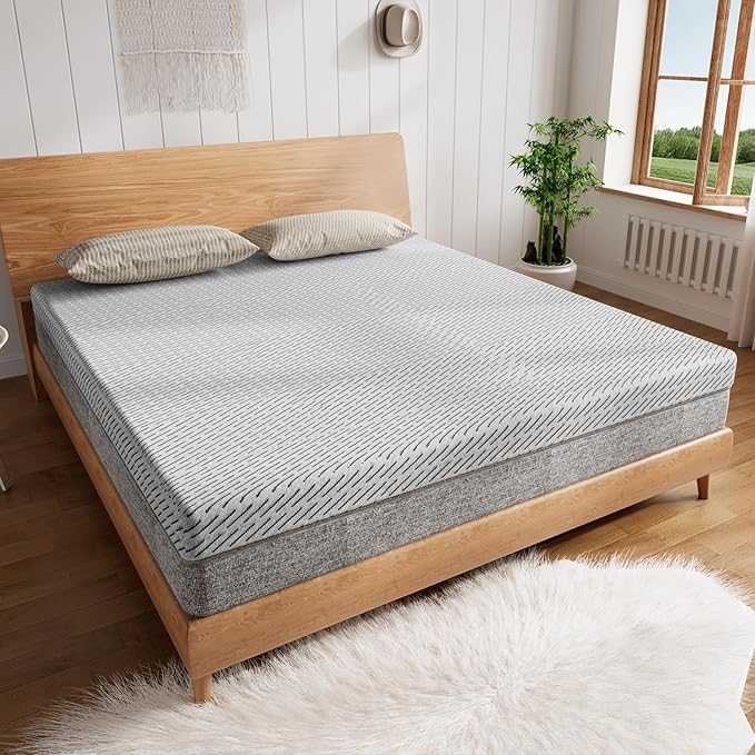 Bamboo Mattress Topper King Size 3 Inch, Cooling Gel & Bamboo Charcoal Memory Foam Mattress Topper for Back Pain Relief, Firm Dual-Layer Foam Bed Pad with Removable Cover