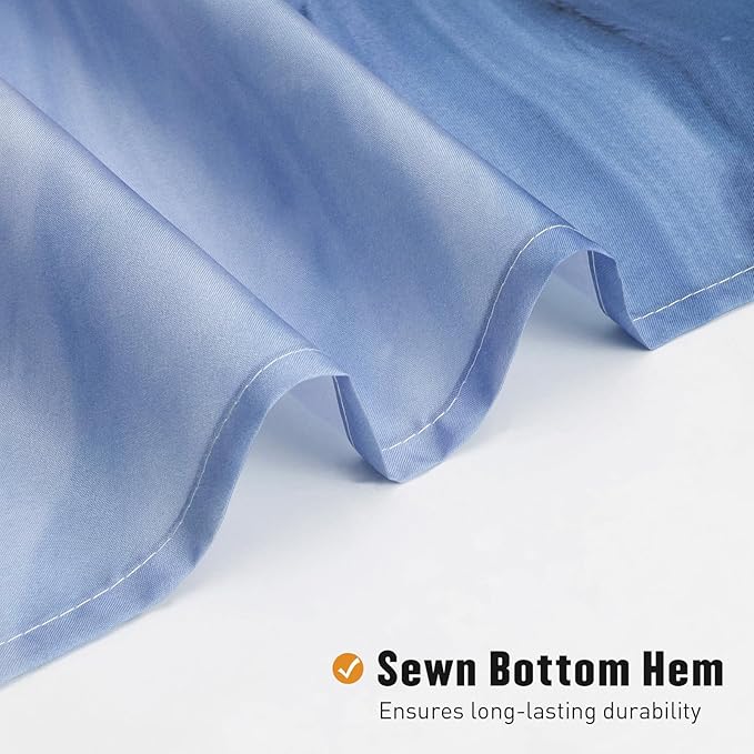 MitoVilla Navy Blue Marble Small Stall Shower Curtain 36 x 72, Abstract Ombre Half Size Narrow Shower Curtain Set, 36 inch Modern Fabric Shower Curtains for Chic Luxury Bathroom Decor