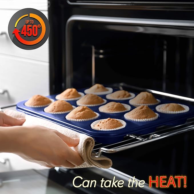 Non-Stick Kitchen Oven Baking Pans - Carbon Steel with Non-stick Blue Diamond Coating Inside & Outside, Commercial Grade Restaurant Quality Metal Bakeware, Dishwasher Safe - NutriChef NCBK6TRB