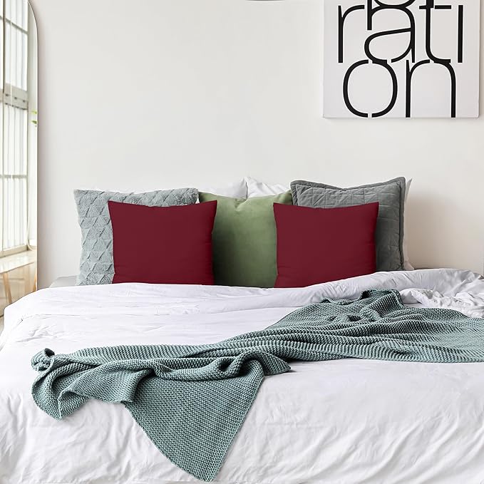 Utopia Bedding Throw Pillows Insert (Pack of 2, Wine Red) - 18 x 18 Inches Bed and Couch Pillows - Indoor Decorative Pillow