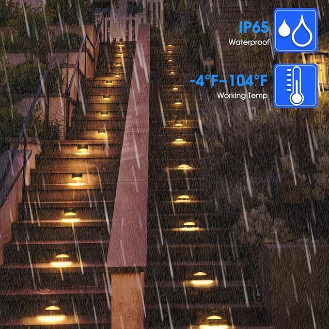 Energetic 5CCT 120V LED Indoor Outdoor Step Lights, 2700K/3000K/3500K/4000K/5000K Stair Lighting, 3W Dimmable LED Lights for Step Stair, CRI90, ETL Listed, IP65 Waterproof, Aluminum, Bronze, Pack of 6