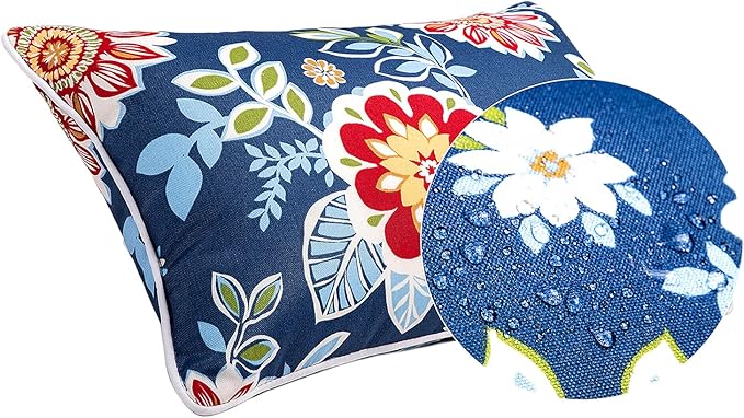 JMGBird Outdoor Pillows Waterproof Set of 2 Outdoor Throw Pillows with Insert Included 12×20 Inch Outdoor Lumbar Pillows for Patio Furniture