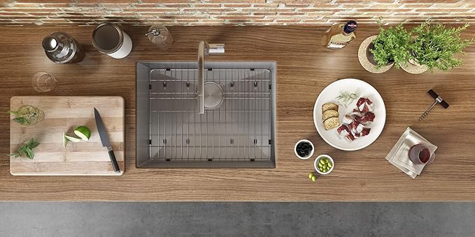 Ruvati RVH7250 Gravena 28" Undermount Single Basin 16 Gauge Stainless Steel Kitchen Sink with Basin Rack and Basket Strainer - Stainless Steel