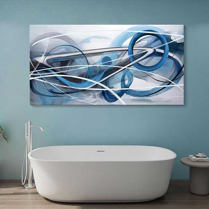 YDYSUNE Blue Abstract Wall Art Modern Canvas Wall Paintings Abstract Artwork for Living Room Pictures for Bedroom Wall Decor Office Home Decoration Size 29×58IN