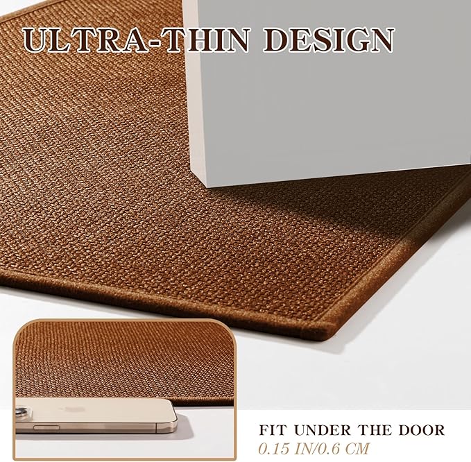 chakme Bathroom Rugs Mat U-Shaped 24x17, Ultra ThinNon Slip Bath Mat Small Quick Dry Absorbent Bath Matfor Bathroom Floor, Rust, U-24"x17"