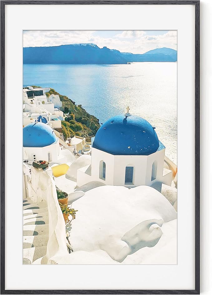 Axeman 24x36 Picture Frame with Mat for 20x30, Solid Oak Wood Poster Frame with Tempered Glass, Wood 24''x36'' Minimalist Photo Frame Movie Poster Frame with Wall Hooks for Art Photo Prints, Black