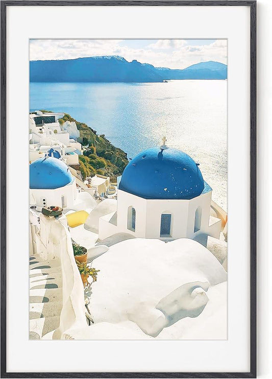 Axeman 24x36 Picture Frame with Mat for 20x30, Solid Oak Wood Poster Frame with Tempered Glass, Wood 24''x36'' Minimalist Photo Frame Movie Poster Frame with Wall Hooks for Art Photo Prints, Black