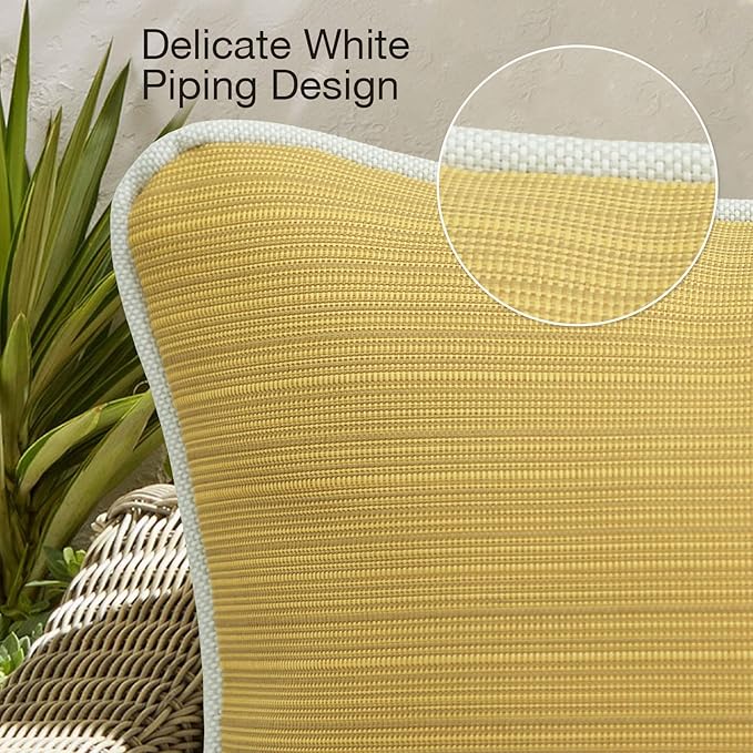 Decorative Outdoor Water Repellent Throw Pillows with Inserts, Set of 4, 18" x18" Pillows for Patio, Backyard, Bed, Couch, and Patio Furniture, Yellow Brown