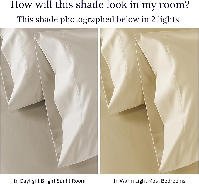 California Design Den Thick and Natural 100% Cotton Sheets Queen Size Set - Luxury 1000 Thread Count Sateen, Deep Pocket Queen Sheets, Soft, Breathable and Durable Bedding Set - Sand Beige