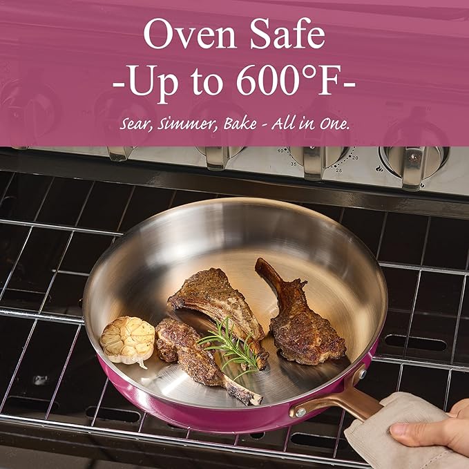 CAROTE 24pcs Tri-Ply Stainless Steel Cookware Set, Pots and Pans Set, Non Stick Induction Kitchen Cooking Sets, Nonstick Cookware Collection, Outer Ceramic Layer, Violet Purple