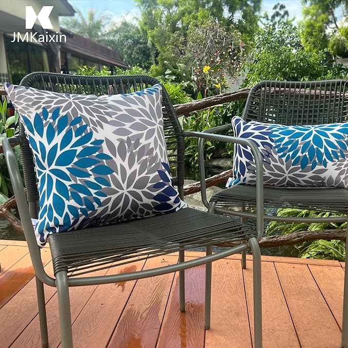 Outdoor Pillows, Pack of 2 Waterproof Decorative Throw Pillows with Inserts, 18”x18” Square Pillows for Bed, Couch, Sofa and Patio Furniture