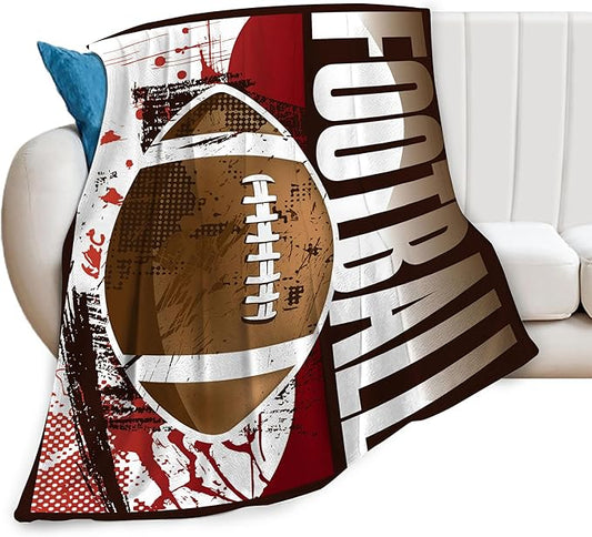 Football Blanket Sprots Gifts Throw Blankets Cozy Fleece Flannel Blanket Soft Warm Plush Bedding Football Stuff Room Decor Gift for Boys Girls Men Women Teens for Couch Sofa Bed 50"X60"