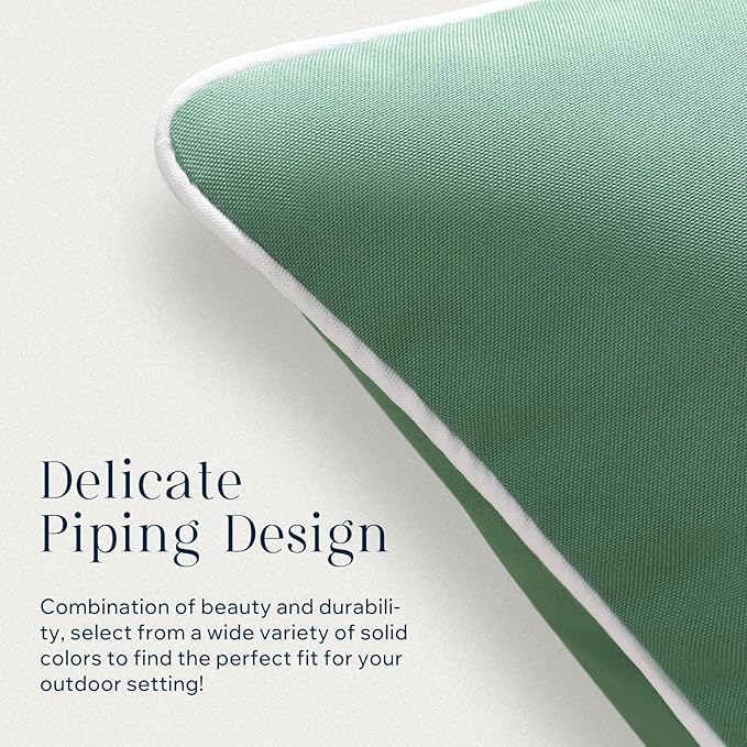 Phantoscope Pack of 2 Outdoor Waterproof Throw Pillow Covers Decorative Square Cushion Case Patio Pillows for Couch Tent Sunbrella, Pine Green 12x20 inches