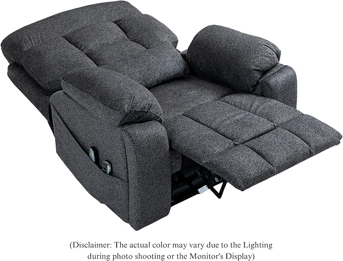 4-Motor Lay Flat Power Lift Recliner Chair with Heat & Massage - Power Adjustable Headrest, Backrest, Lumbar & Legrest - Big Tall Recliners, 4-Point Massage (Seat Heating)