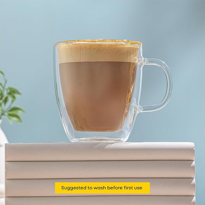 JoyJolt Savor Double Wall Insulated Glasses - Coffee Mugs (Set of 2) - 13.5-Ounces