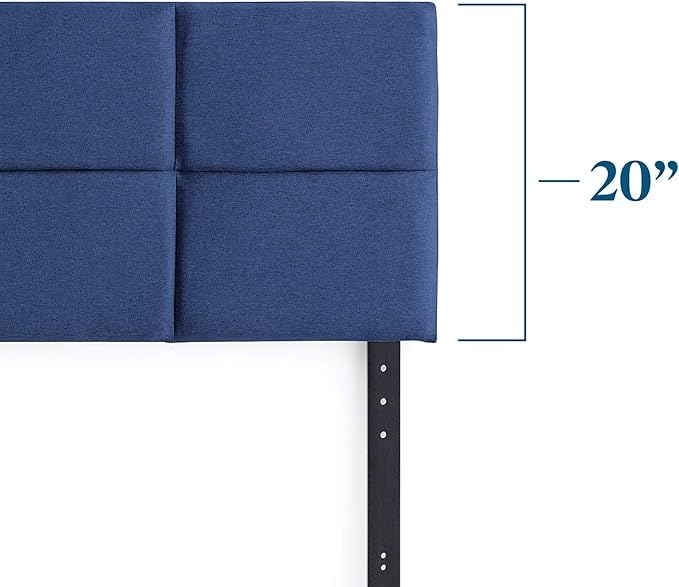 LUCID Mid-Rise Square Channeled Upholstered Cobalt Attach Frame-Wall Mount Cal King Headboard, King/Cal King