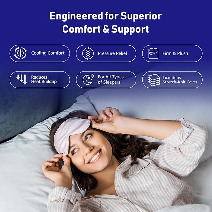 REVO Sleep Gel Memory Foam Mattress, 12-Inch Queen – Cooling Mattress with Pressure-Relieving Gel Foam, Contouring Support & Breathable Comfort for Restful Sleep