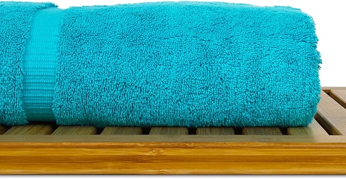 Luxury Hotel & Spa Collection Highly Absorbent, Quick Dry 100% Turkish Cotton 700 GSM, Eco Friendly Towel, for Bathroom Dobby Border Soft Bath Towel Set 27 X 54 (Aqua Blue, Bath Towels - Set of 2)