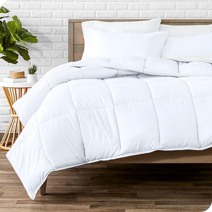 Bare Home Comforter Set - Queen Size - Ultra-Soft - Goose Down Alternative - Premium 1800 Series - All Season Warmth (Queen, White)