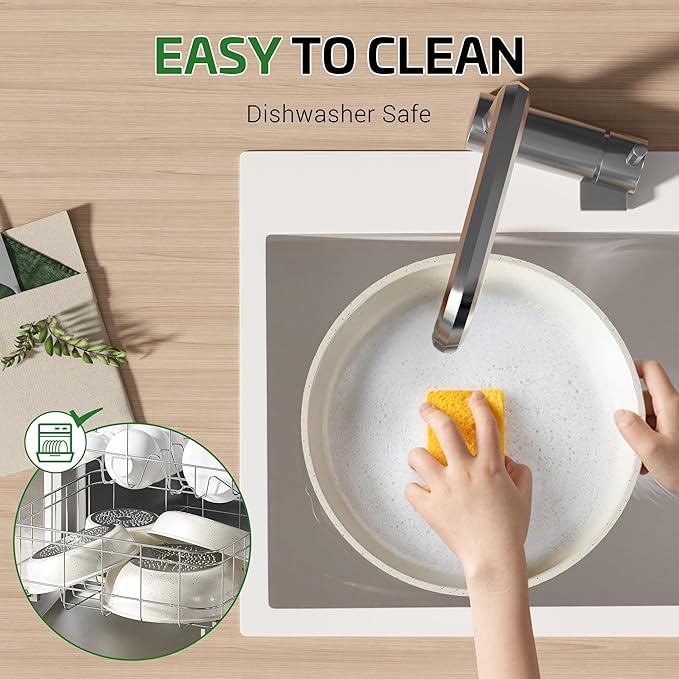 26 Pcs Pots and Pans Set Non Stick, Ceramic Cookware Set Non Toxic with Detachable Handles, Healthy Induction Cookware Dishwasher Oven Safe RV Kitchen Set, PFAS PFOA & PTFE Free, Cream White