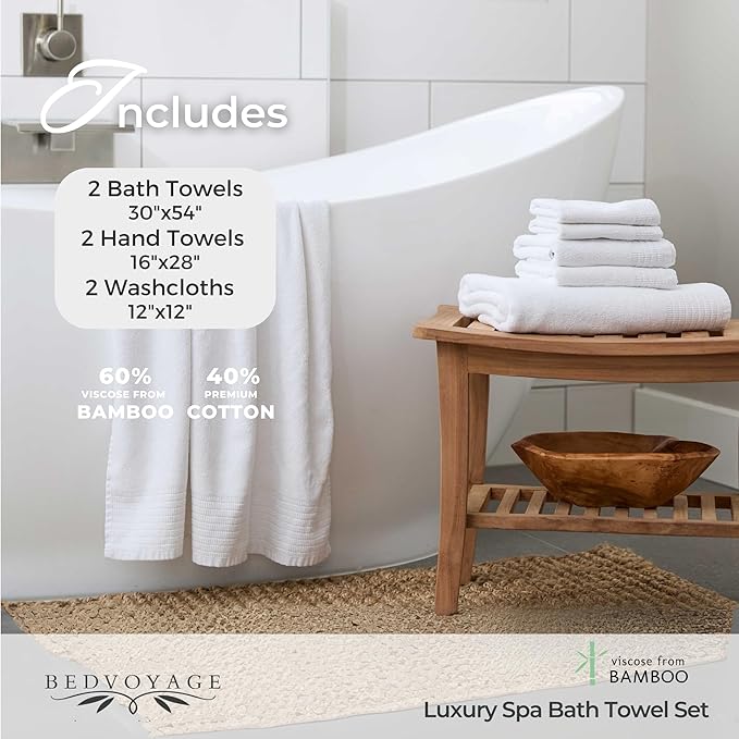 BedVoyage Luxury Bath Towels Set of 6 - Ultra Soft Plush Bathroom Towel Set - Highly Absorbent Viscose from Bamboo Bath Towels Ultra Soft - Spa Towel for Body - Cloud