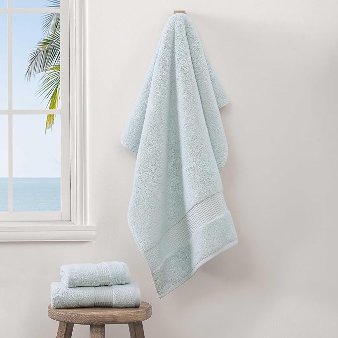 Tommy Bahama - Bath Towels Set, Soft & Highly Absorbent Cotton, Low Linting & Fade Resistant Bathroom Essentials (Long Branch Blue, 3-Piece)