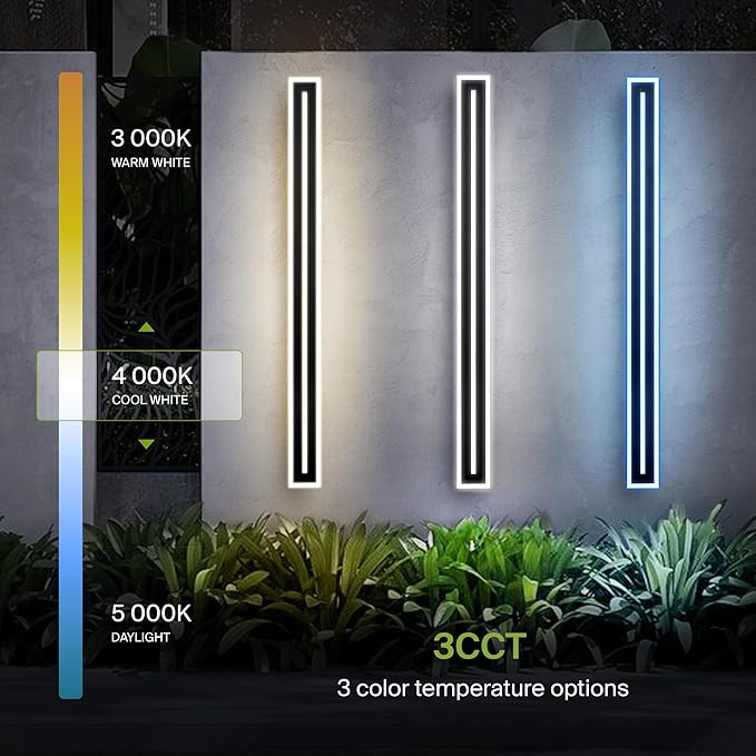 ASD LED 72" Long Wall Mount Light Fixture, Outdoor & Indoor Linear Sconce | 3CCT, Dimmable, Waterproof, Anti-Rust, ETL Listed | 40W 2330LM 3000-5000K 100-277V | Exterior Porch Lighting | Black, 2 Pack