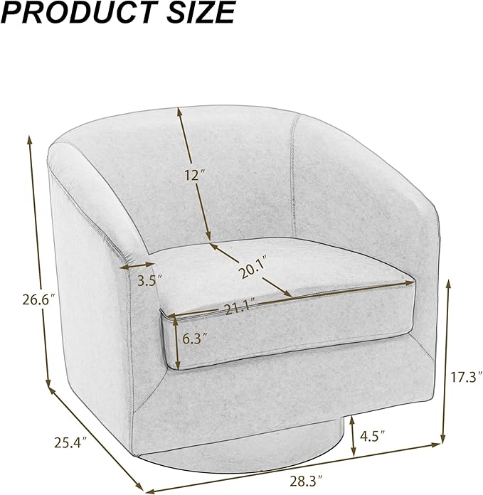 UIXE Swivel Barrel Accent Chairs Set of 2, PU Leather Round Upholstered Armchair for Living Room, Modern Arm Chair Small Single Sofa Bedroom Side Reading Seat - Cream