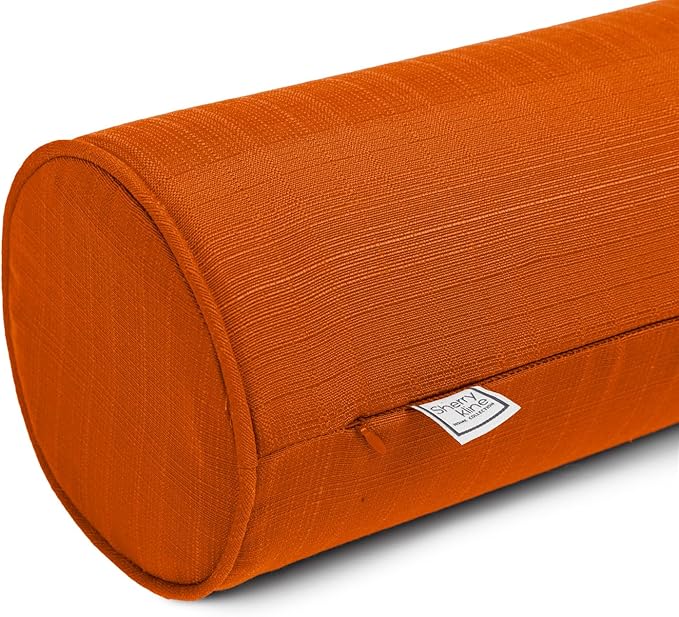 Sherry Kline Sunrise Indoor/Outdoor Neck Bolster Corded Edge Filled Pillow Cayenne 6"x18" Set of 2