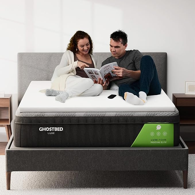 Ghostbed Firm Foam No Cover Mattress Topper, Queen 1.5 Inch Polyurethane Foam Firm Mattress Topper Queen for Back Pain, Durable and Easy to Install & Remove, Made in USA | CertiPUR-US Certified