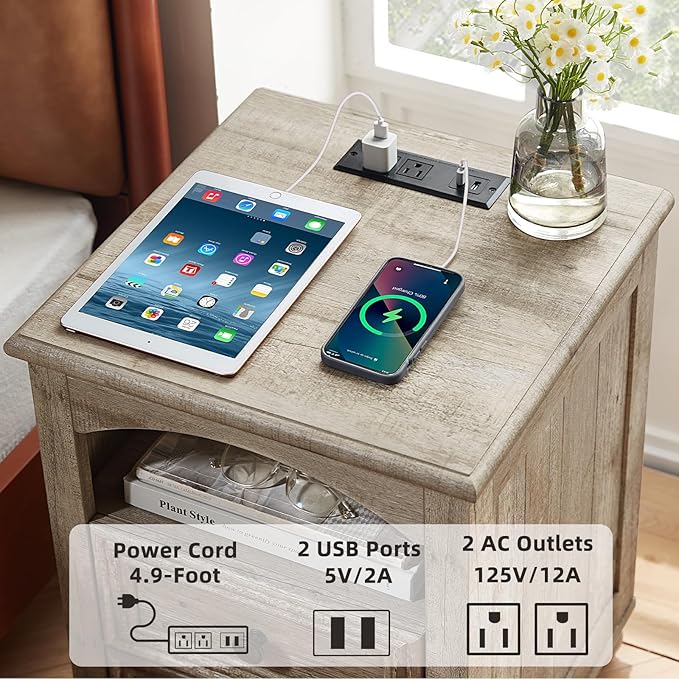 Dressers & Night Stand Set of 3, Wood 54" Wide Dresser & 18" with Charging Station Chest of Drawers, Roman Column Nightstand Set of 2, Bedroom Furniture Dresser Suites for Home Living Room Hallway