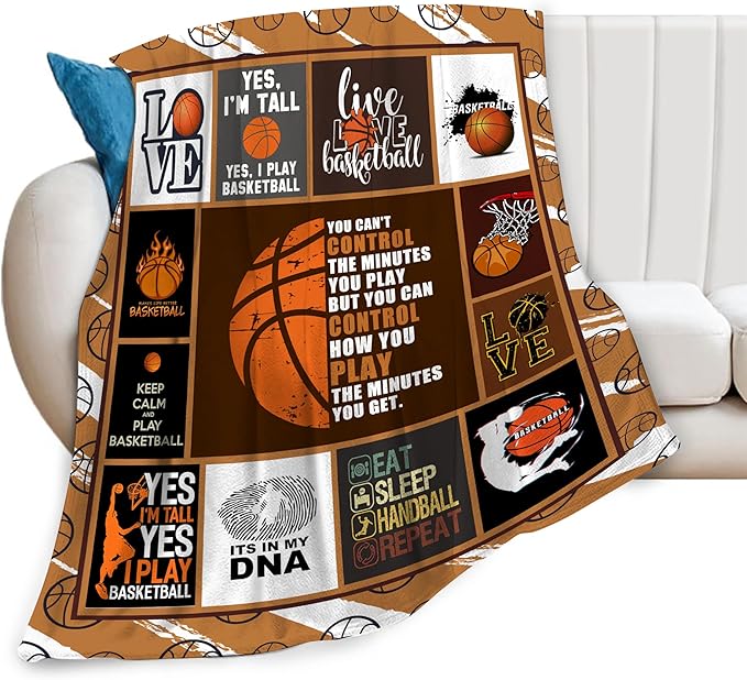 Basketball Blanket Basketball Decor Throw Blankets Cozy Fleece Flannel Blanket Soft Warm Plush Lightweight Bedding Basketball Stuff Gifts for Boys Girls Men Women Teens for Couch Sofa Bed 40"X50"