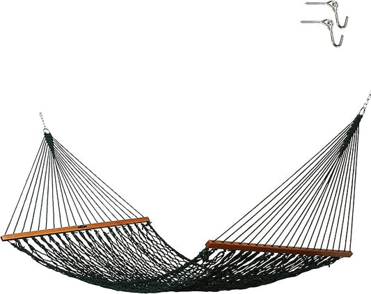 Original Pawleys Island 12DCG Single Green DURACORD Rope Hammock with Free Extension Chains & Tree Hooks, Handcrafted in The USA, Accommodates 1 Person, 450 LB Weight Capacity, 12 ft. x 50 in.