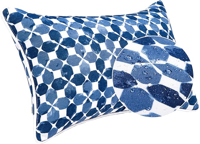 JMGBird Outdoor Lumbar Pillows Waterproof Set of 2 Outdoor Pillows with Insert Included 12×20 Inch Outdoor Pillow for Patio Furniture