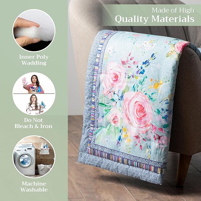 Maison d' Hermine Throw Blanket for Couch Lightweight Soft Warm Breathable Cotton Throw Blankets for Bed Girls Boys Women Men Gifts Sofa Travel Living Room Chair Bedding (60"x80", Sweet Rose Lavender)