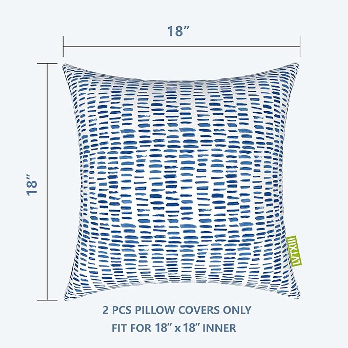 LVTXIII Outdoor Pillow Covers ONLY, Square Throw Pillow Covers, Modern Cushion Cases for Sofa Patio Couch Decoration 18 x 18 Inch, Pack of 2, Pebble Blue