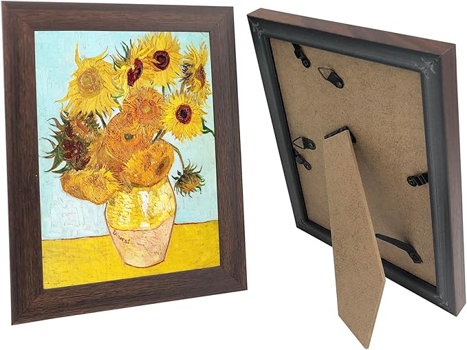 5X7 Picture Frame Set of 6 with Real Glass for Pictures 4x6 with Mat or 5x7 Without Mat,Wall or Tabletop Gallery Photo Frames in Walnut