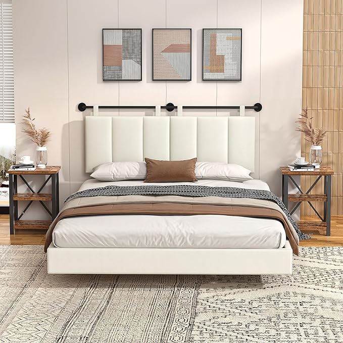 Headboard, Headboards Queen Size Wall Mounted Bed Headboard with Headboards Only Height Adjustable Beige Head Boards for Bedroom(Velvet Beige, Queen)