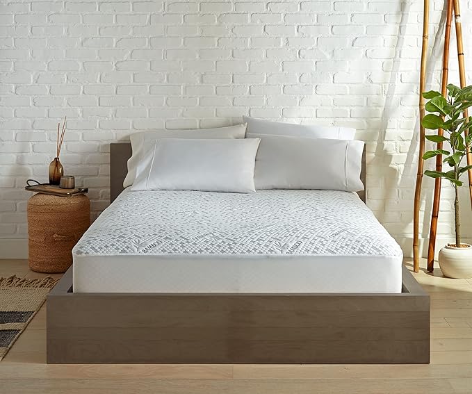 King Mattress Protector by PURE BAMBOO, Waterproof, Charcoal Fiber - Viscose Derived from Bamboo Charcoal Fiber, Mattress Cover Protects Against Moisture, Spills, Stains (King)