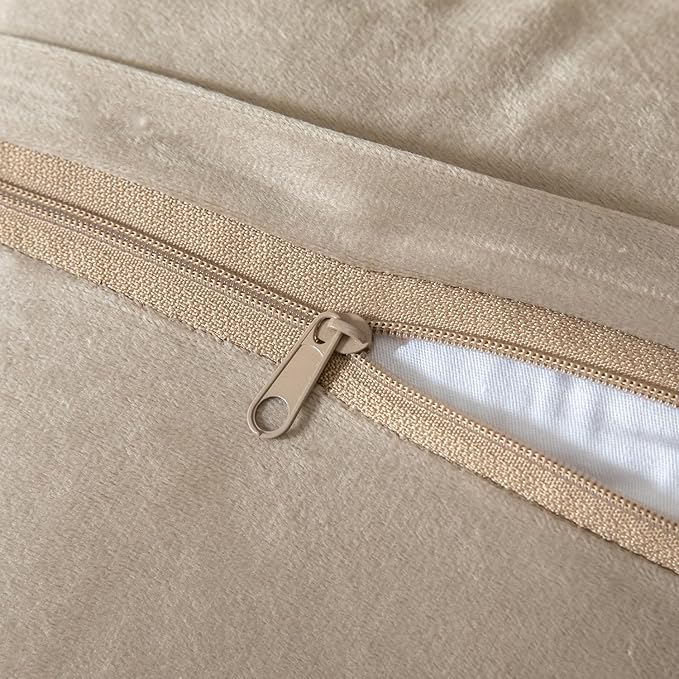 Yaertun Pack of 2 Chenille Textured Decorative Throw Pillow Covers Accent Solid Cushion Cover Soft Cozy Pillow Case with Velvet Back for Couch Sofa Bed Living Room 12x20 Inch Khaki