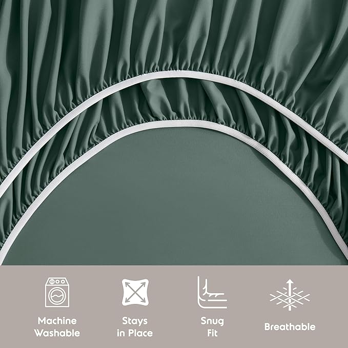 Nestl Full XL Sheet Set - Luxury 1800 Ultra-Soft Microfiber Full Extra Long Bed Sheets - Double Brushed - Deep Pockets - Easy Fit - 4 Piece Set - Bedding Sheets & Pillowcases (Full XL, Forest Green)