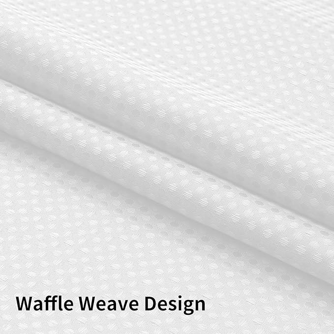 Colorful Star No Hook Shower Curtain with Snap in Fabric Liner, Waffle Weave Heavy Duty Thick Shower Curtains with Mesh Top Window, Hotel Style Waterproof Bathroom Curtain Set, 72 x 87 Inch, White