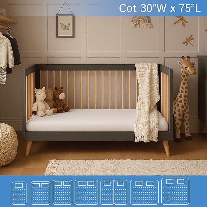 Cot Size Waterproof Mattress Protector (30" Wx75 L) - Waterproof Zippered Encasement Premium Quality Bed Cover Protects Against Dust, Allergens White