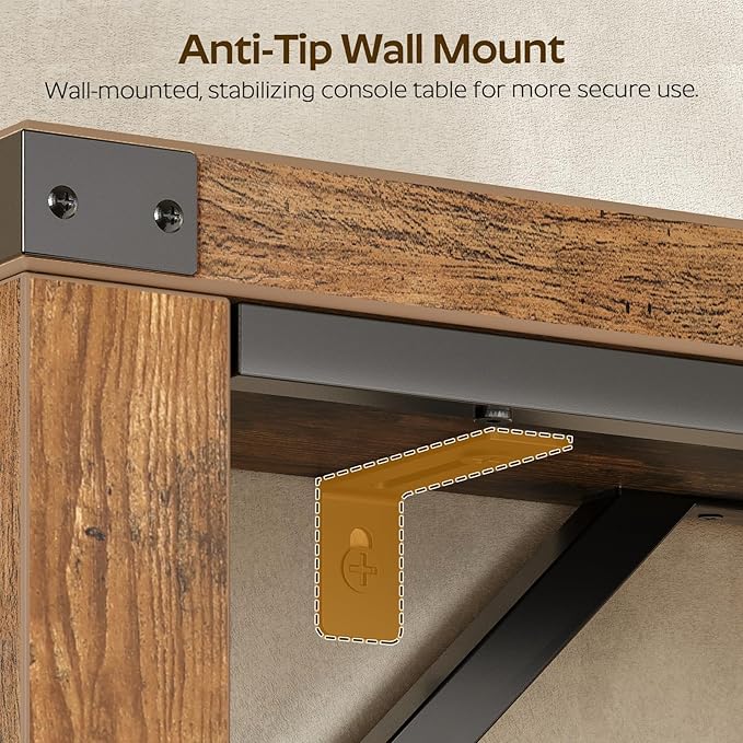 Console Table, 63" Long Behind Couch Sofa Table, Entryway Table, Farmhouse Console Table for Narrow Spaces, Hallway, Living Room, Rustic Brown CT30BR