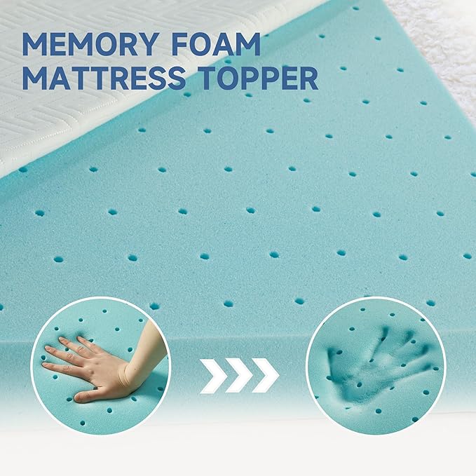 3 Inch Memory Foam Mattress Topper Queen, Memory Foam Pad with Removable & Washable Cover, Bed Topper for Back Pain, Non-Slip Ventilated Design, Queen Size