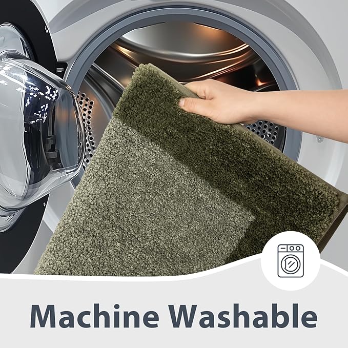 Bathroom Rugs 24" x 36", Non-Slip Extra Soft Absorbent Bath Rugs, Machine Washable Quick Dry Bath Mats for Bathroom Floor, Shower, Bathtub and Sink, Budding Green & Sage Green